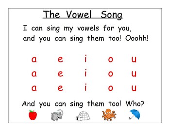 The Vowels Song by Miss Michelle's Primary Printables | TPT