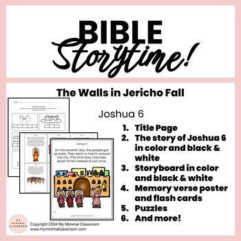 Preview of The Walls Fall in Jericho Joshua 6, Bible Lesson, Homeschool, Sunday School