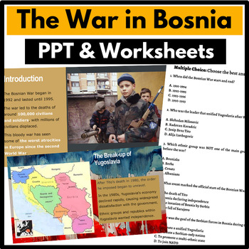 Preview of Bosnia and Herzegovina War Lesson Plan - PPT, Review Activity, Map & Summary