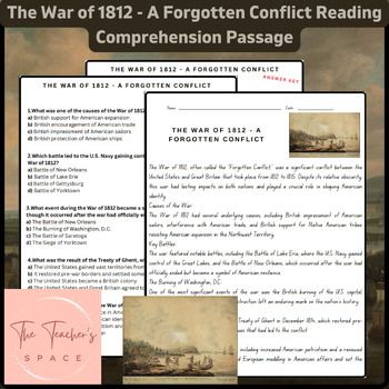 Preview of The War of 1812 - A Forgotten Conflict Reading Comprehension Passage