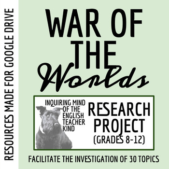 Preview of The War of the Worlds Research Project Materials for Google Drive