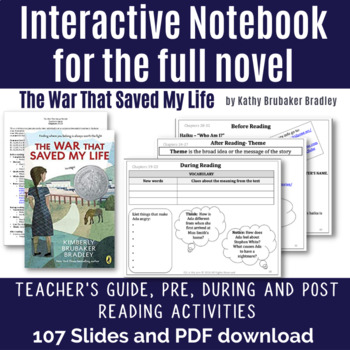 Preview of The War that Saved My Life Interactive Reader's Notebook