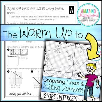 The Warm Up To Graphing Lines And Killing Zombies By Amazing Mathematics
