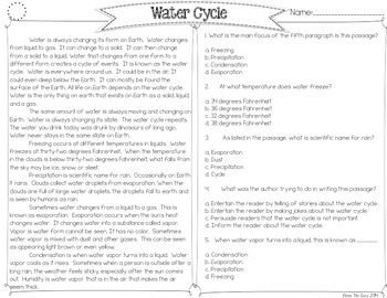 The Water Cycle Differentiated Close Reading Passages & Questions