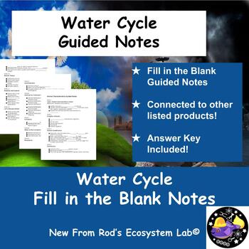 Preview of The Water Cycle Fill in the Blank Guided Notes w/Answer Key **Editable**