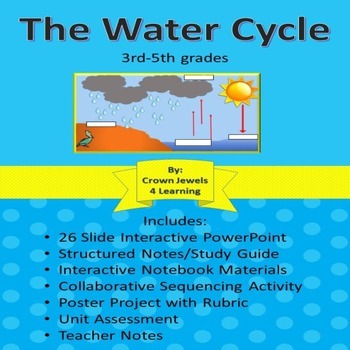 Preview of The Water Cycle: PPT, Structured Notes, Interactive NB, & Assessment