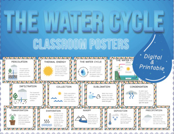Preview of The Water Cycle Posters for Classroom and Slides -PDF
