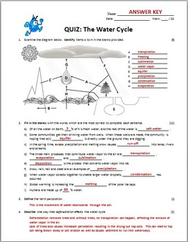 The Water Cycle - Quiz Editable by Tangstar Science | TpT