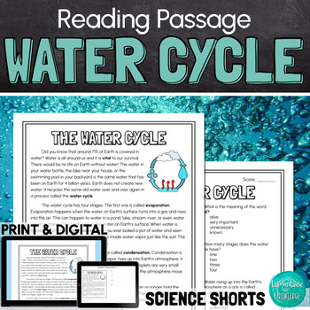 Preview of The Water Cycle Reading Comprehension Passage PRINT and DIGITAL