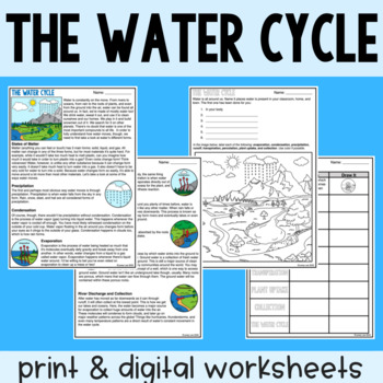 Preview of The Water Cycle - Reading Comprehension Worksheets