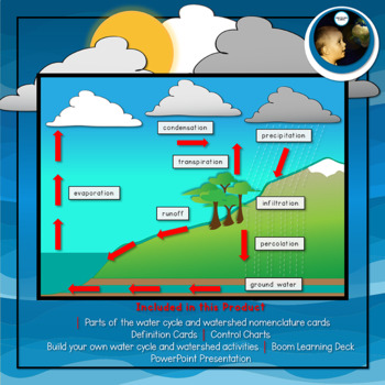 Preview of The Water Cycle and Watershed Unit | Montessori Cards, PowerPoint & Boom Cards™