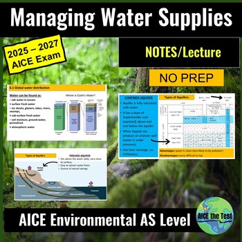 Preview of The Water Supply AICE Cambridge Environmental Unit#6 - Lecture Notes
