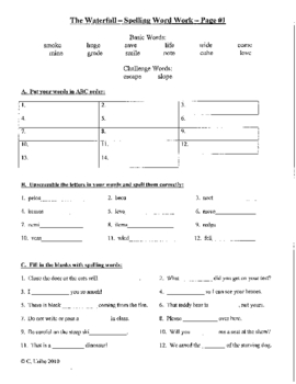 The Waterfall Word Work Spelling Vocabulary By Christie Uribe
