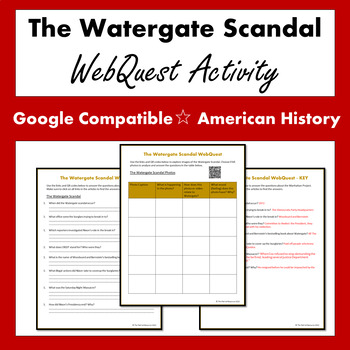 Preview of The Watergate Scandal WebQuest Activity (Google Comp)