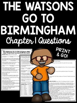Preview of The Watsons Go to Birmingham - 1963 Chapter 1 Reading Comprehension Worksheet