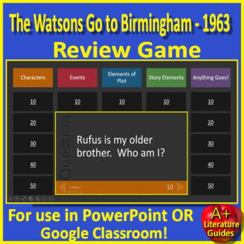 Preview of The Watsons Go to Birmingham 1963 Game - Test Review Activity