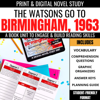 Preview of The Watsons Go to Birmingham, 1963 Hybrid Novel Study: Comprehension Activities 