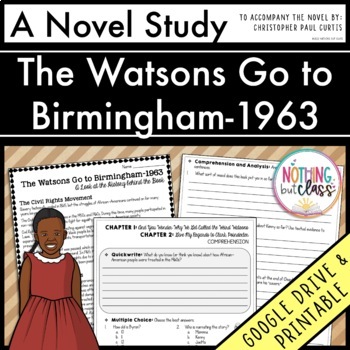 Preview of The Watsons Go to Birmingham 1963 Novel Study Unit | Comprehension & Activities