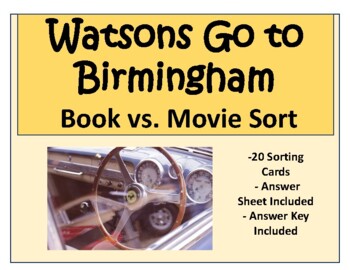 Preview of The Watsons Go to Birmingham Book vs. Movie Sort - Google Copy Included