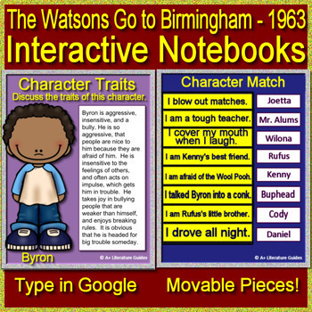 Preview of The Watsons Go to Birmingham 1963 Digital Interactive Notebook 28 Google Slides
