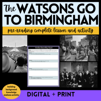 Preview of The Watsons Go to Birmingham PreReading Stations Setting Lesson and Activity