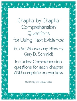 Preview of The Wednesday Wars Comprehension Questions for Using Text Evidence Common Core