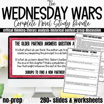 Preview of The Wednesday Wars Novel Study BUNDLE with Comprehension Questions & Activities