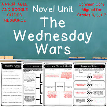 Preview of The Wednesday Wars Novel Study No-Prep Print & Digital Common Core Aligned