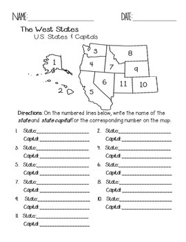 The West Region States and Capitals Quiz Pack by Faith and Fourth