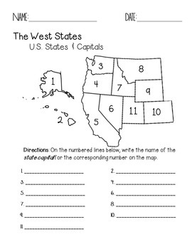 The West Region States and Capitals Quiz Pack by Faith and Fourth