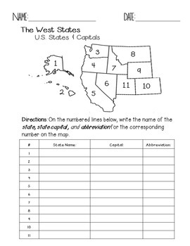 The West Region States and Capitals Quiz Pack by Faith and Fourth