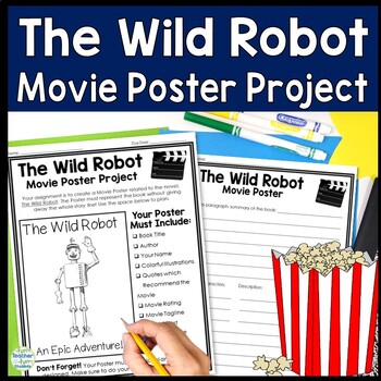Preview of The Wild Robot Book Report Project | Make a Movie Poster | The Wild Robot novel