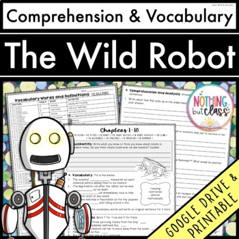 Preview of The Wild Robot | Comprehension Questions and Vocabulary by chapter