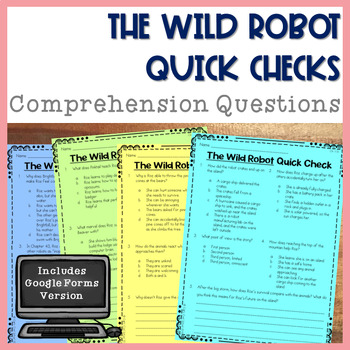 Preview of The Wild Robot Novel Study Comprehension Questions Reading Response