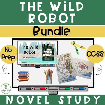 Preview of The Wild Robot Novel Study PP &  Coloring Sheet Bundle Reading Comprehension