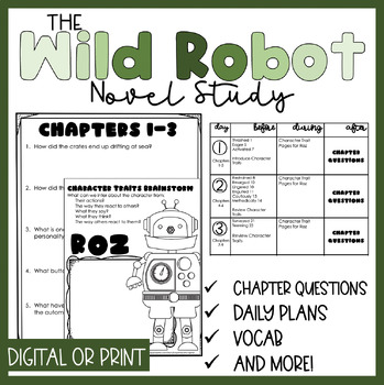 Preview of The Wild Robot | Novel Study | Printable | Independent Work Packet