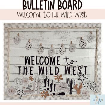 Preview of The Wild West Fall Bulletin Board Kit with Modern Cactus, Cowboy Boots & Stars