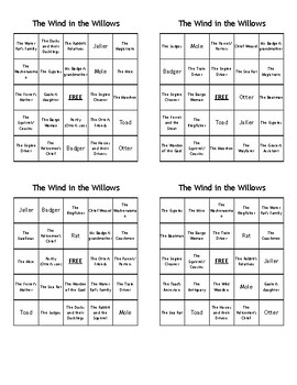 The Wind in the Willows Character Bingo - (80) Different Cards Print ...