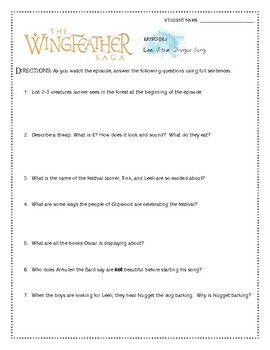 Preview of The Wingfeather Saga Episode 1 Student Comprehension Check