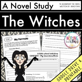 Preview of The Witches Novel Study Unit | Comprehension Questions with Activities & Tests