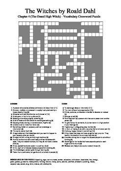 The Witches by Roald Dahl Chapter 4 Vocabulary Crossword Puzzle by M