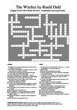 The Witches by Roald Dahl Final Chapter Vocabulary Crossword Puzzle