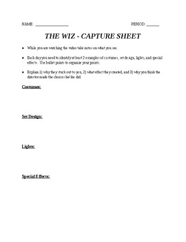 Preview of The Wiz - Movie Capture Sheet