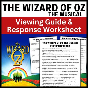 Preview of The Wizard Of Oz Musical: Fill In The Blank Viewing Guide & Response Worksheet