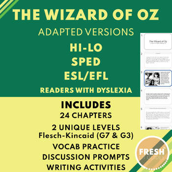 Preview of The Wizard of Oz | Baum | Hi-Lo Adapted Versions for ELL/ESL, SPED, Dyslexia