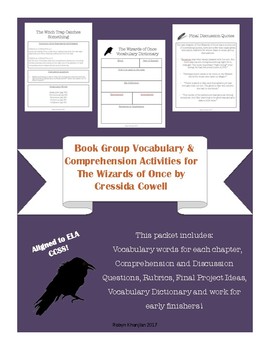 Preview of The Wizards of Once Book Group Vocabulary and Comprehension Activities