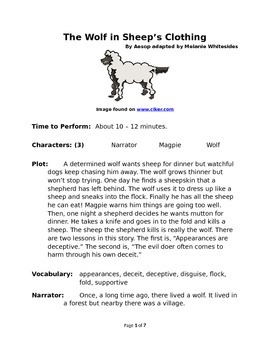 The Wolf in Sheep's Clothing - Small Group Reader's Theater by Aesop