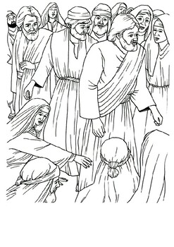 The Woman Who Touched Jesus' Cloak (Matt 9, Mark 5, Luke 8) Coloring ...