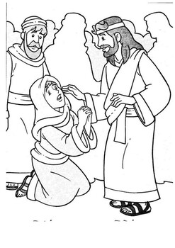 The Woman Who Touched Jesus' Cloak (Matt 9, Mark 5, Luke 8) Coloring ...