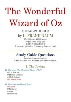 The Wonderful Wizard of Oz Study Guide